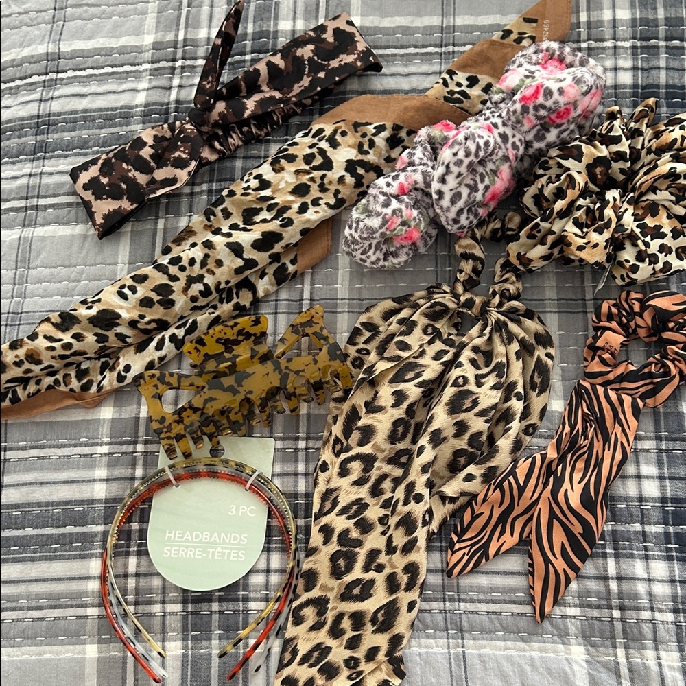 Leopard Print Headband and Hair Accessory Set